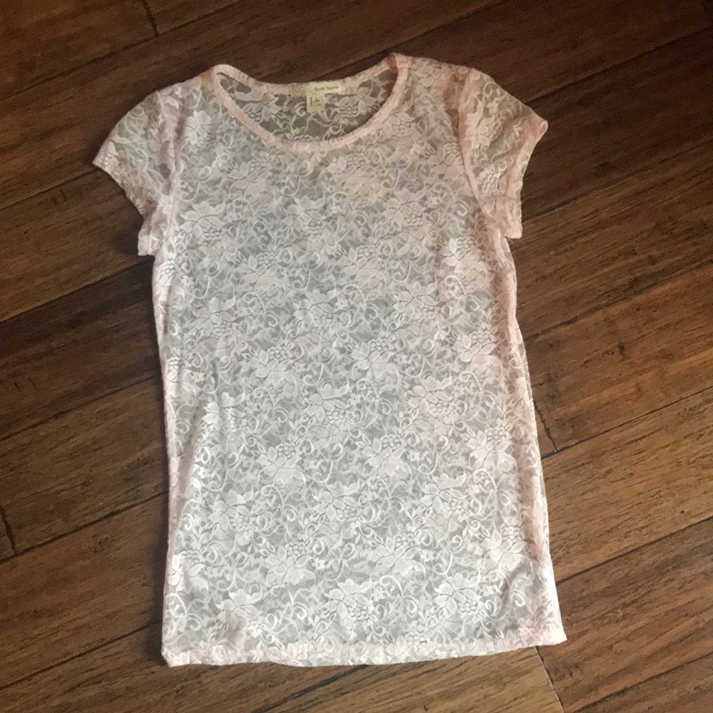 Lace, knit tee